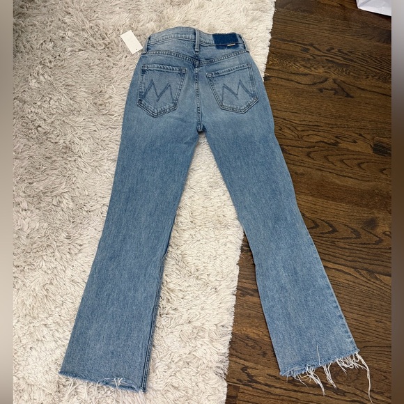 MOTHER Superior The Tripper High Waist Flood Frayed Flare Blue Jeans - Picture 9 of 9